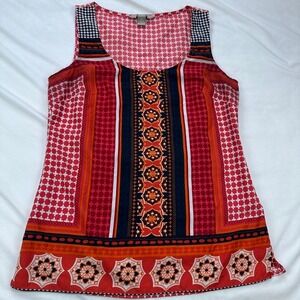 Banana Republic‎ XS Sleeveless Tank Top Red Orange Floral Print Blouse